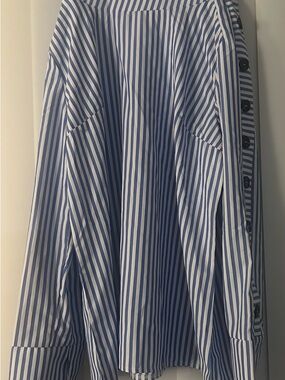 SHEIN Blue and White Striped Top
